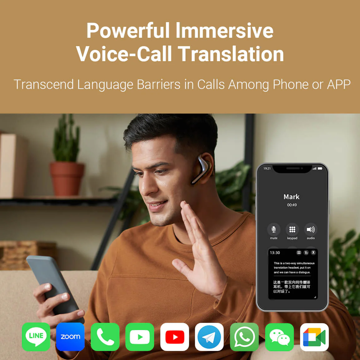 Timekettle W4 Proの通話翻訳イメージ